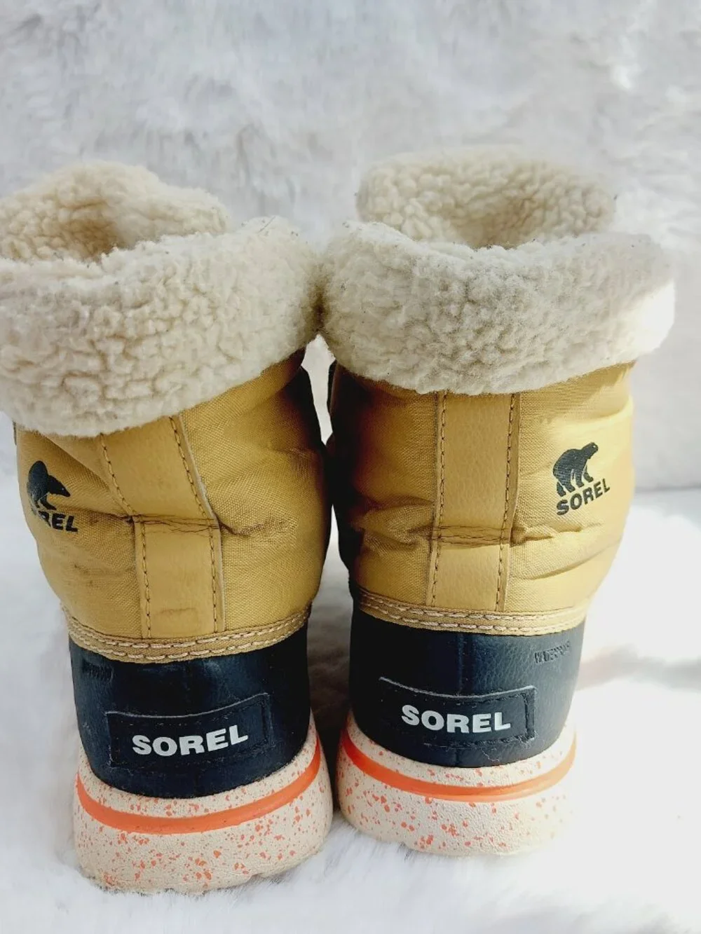 Sorel Women's Tan Black Cozy Carnival Faux Fur Ankle Winter Snow Boots Size 7